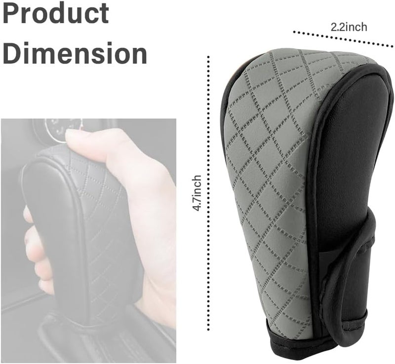 Stacool Leather Gear Shift Cover Diamond Embroidery Design,Durable Shift Knob Cover for Shift Lever Protection,Universal Car Gear Shift Cover Car Accessory Suitable for Cars,Trucks,SUVs (Dark Gray) - Image 2